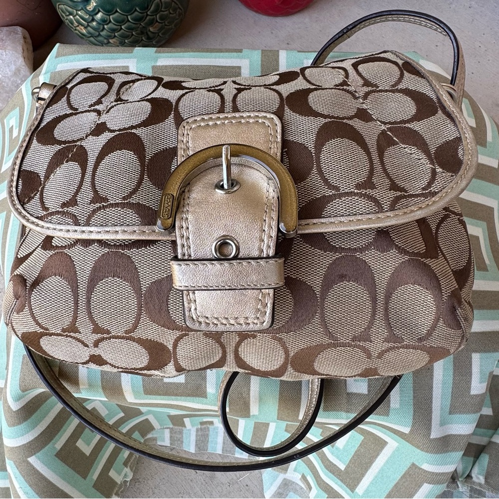 Authentic Coach Y2K Signature C Jacquard Crossbody Bag 2000s Small Purse Clutch